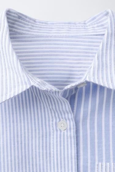 CHEMISE À RAYURES ET POCHES - Bleu de Zara - Image 2