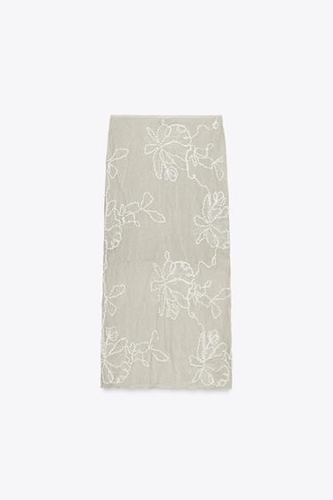 SEMI-SHEER STRUCTURED KNIT SKIRT - Ecru by Zara - Image 7