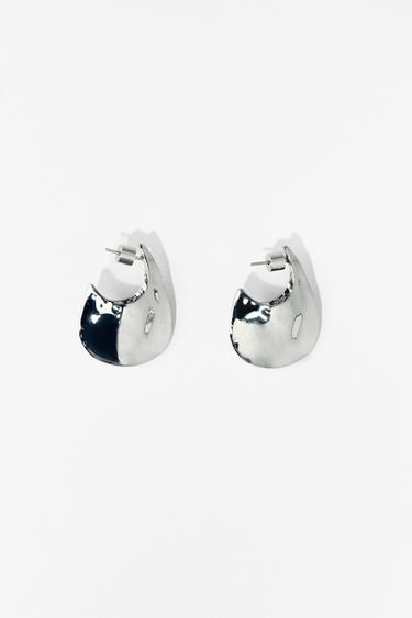 IRREGULAR HOOP METAL EARRINGS - Silver by Zara