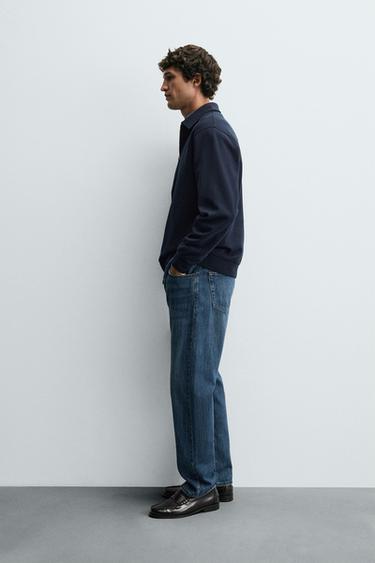 SWEAT POLO INTERLOCK ZIPPÉ - Bleu marine de Zara - Image 3