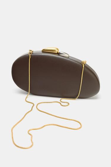 SAC MINAUDIÈRE FERMETURE MÉTALLISÉE - Chocolat de Zara - Image 2