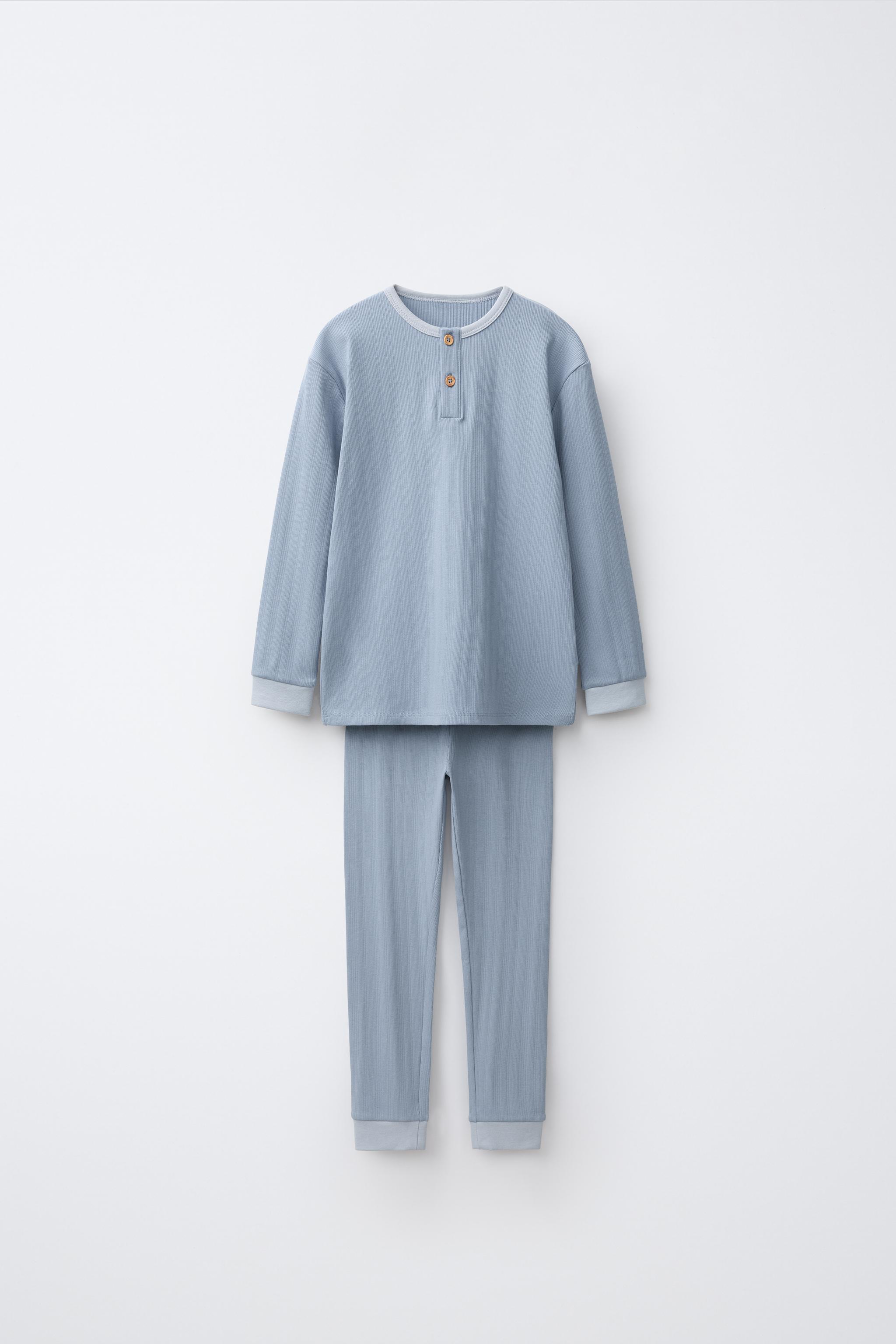 2-6 YEARS / PLAIN TEXTURED PYJAMAS — Blue