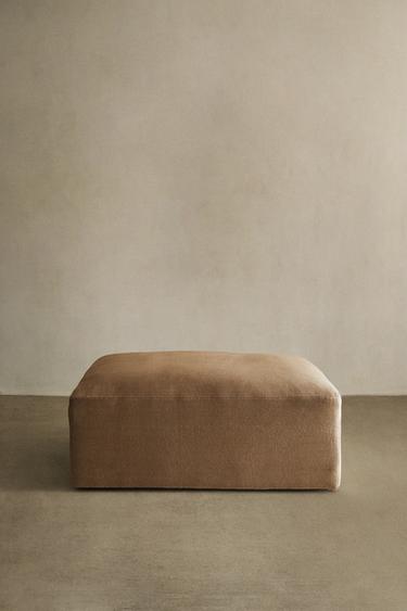 WASHED LINEN POUF - Brick by Zara