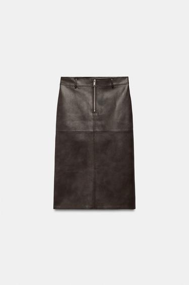 ZW COLLECTION ZIP SKIRT - Brown by Zara - Image 0