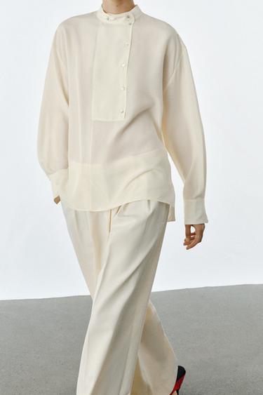 100% SILK SHIRT ZW COLLECTION - Ecru by Zara - Image 5