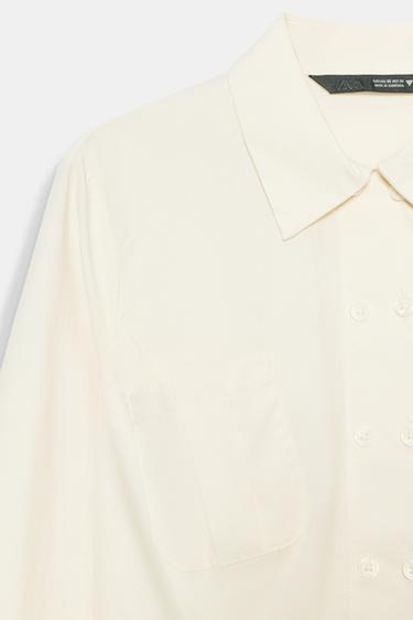 FITTED POPLIN SHIRT - Cream by Zara - Image 4