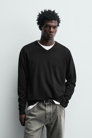 JERSEY CUELLO PICO BÁSICO - Negro de Zara
