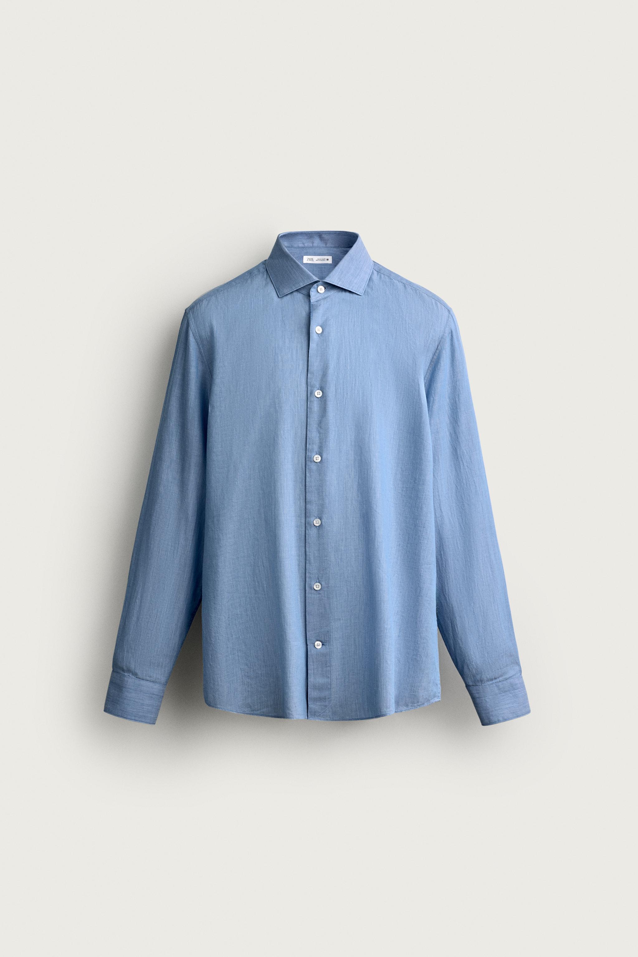 Мужские рубашки Zara REGULAR FIT VOILE SHIRT — фото 8