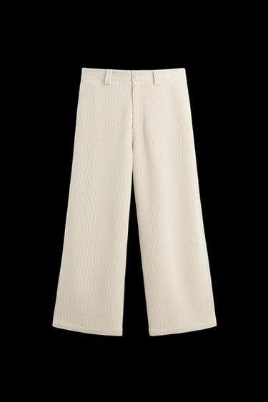 Zara WIDE FIT CORDUROY PANTS - Ecru - Image 0