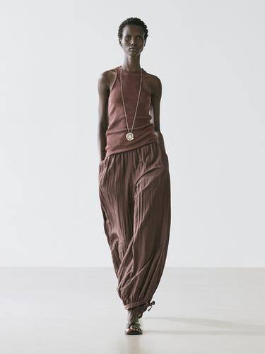 Zara flowing draped pants - Brown / Taupe - Image 0