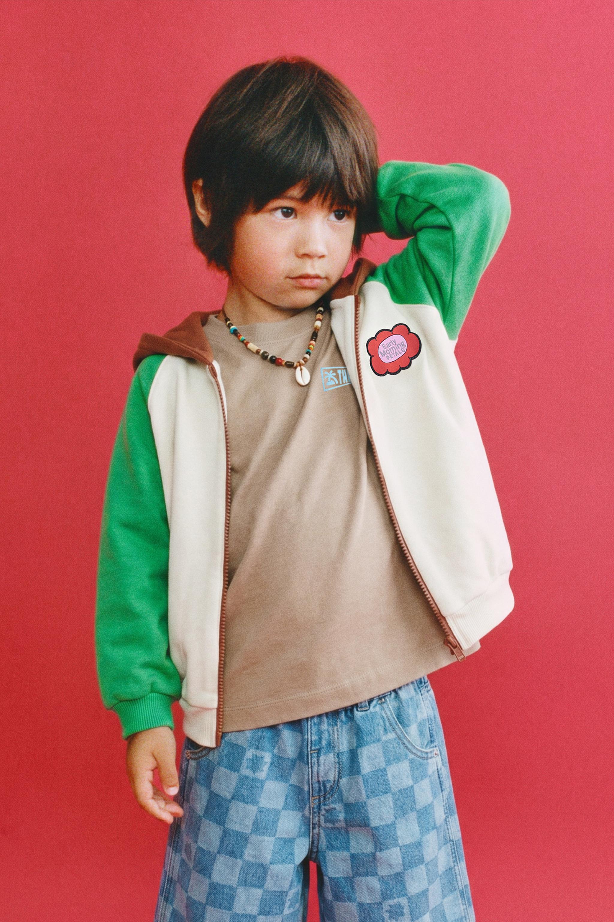 COLOR BLOCK EMBROIDERED FLOWER SWEATSHIRT — Multicolored (alternate view)