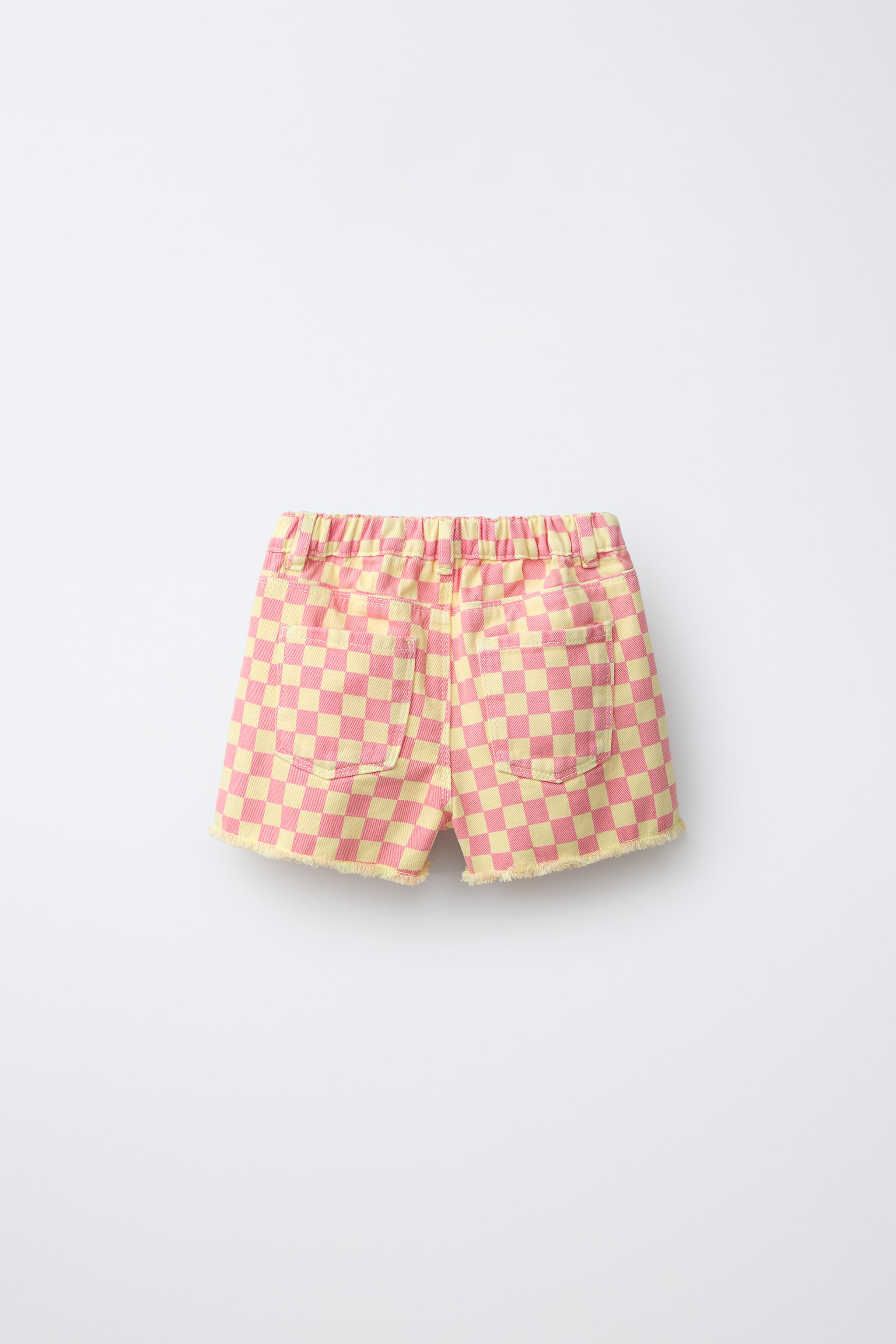 CHECKERED MOM FIT SHORTS