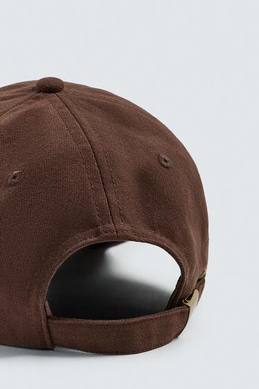 CAP WITH EMBROIDERED SLOGAN - Brown by Zara - Image 7