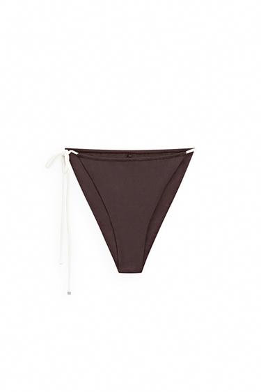 Contrast tie-side bikini bottoms — Brown 1