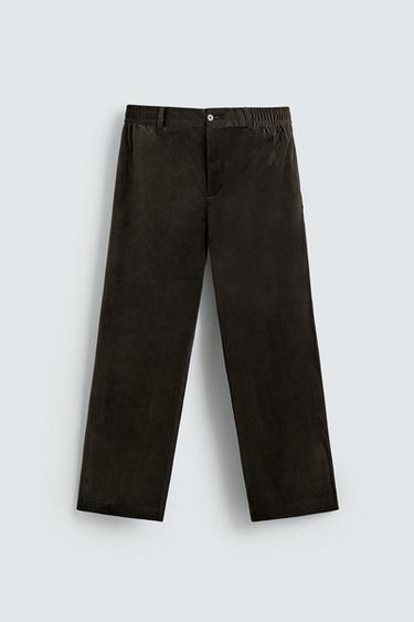 TEXTURED VELVET TROUSERS - Brown by Zara
