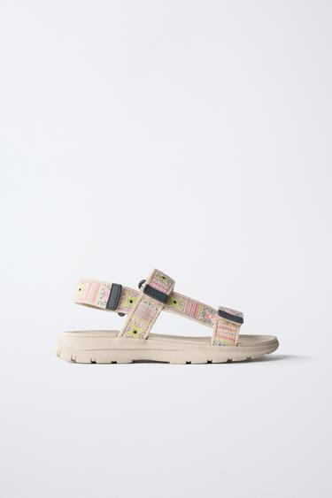 Zara CROCHET EFFECT TECHNICAL SANDALS - Multi-color