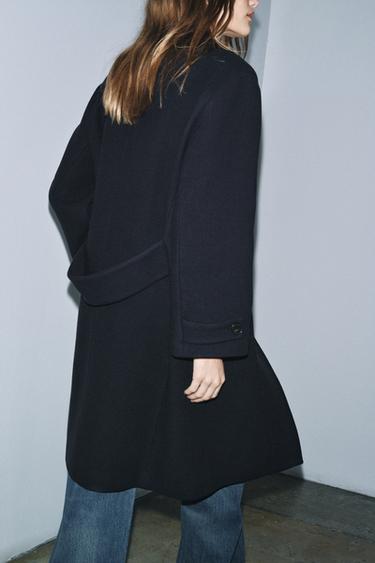 MANTEAU MÉLANGE DE LAINE ZW COLLECTION - Bleu marine foncé de Zara - Image 1