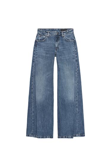 ZW COLLECTION FLARE LOW WAIST PLEAT JEANS - Blue by Zara