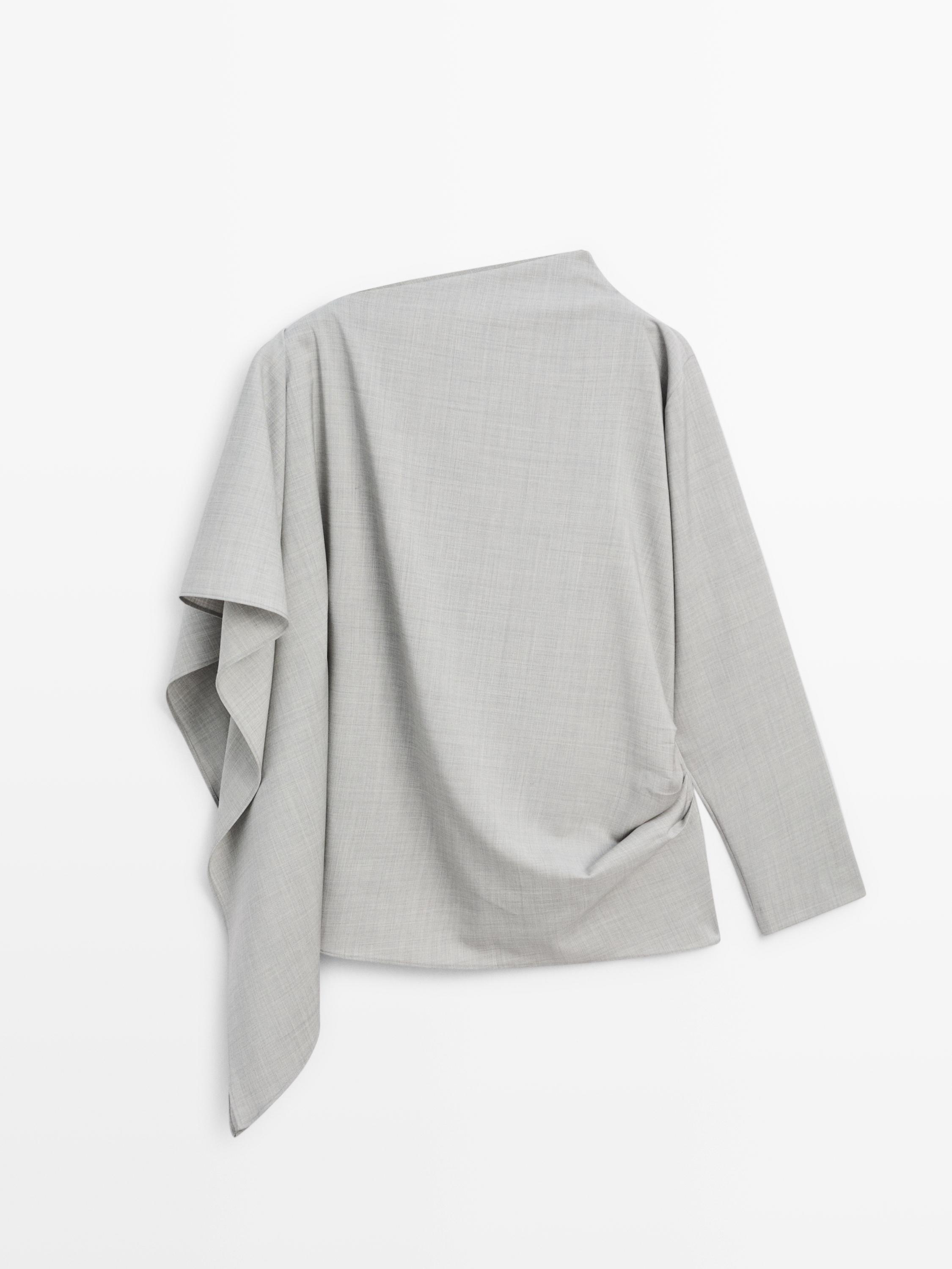 100% wool asymmetric ruffled blouse - STUDIO