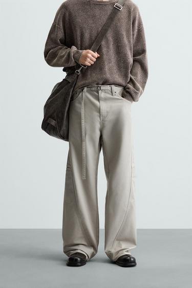 PANTALÓN RELAXED FIT CINTURÓN - Tostado claro de Zara