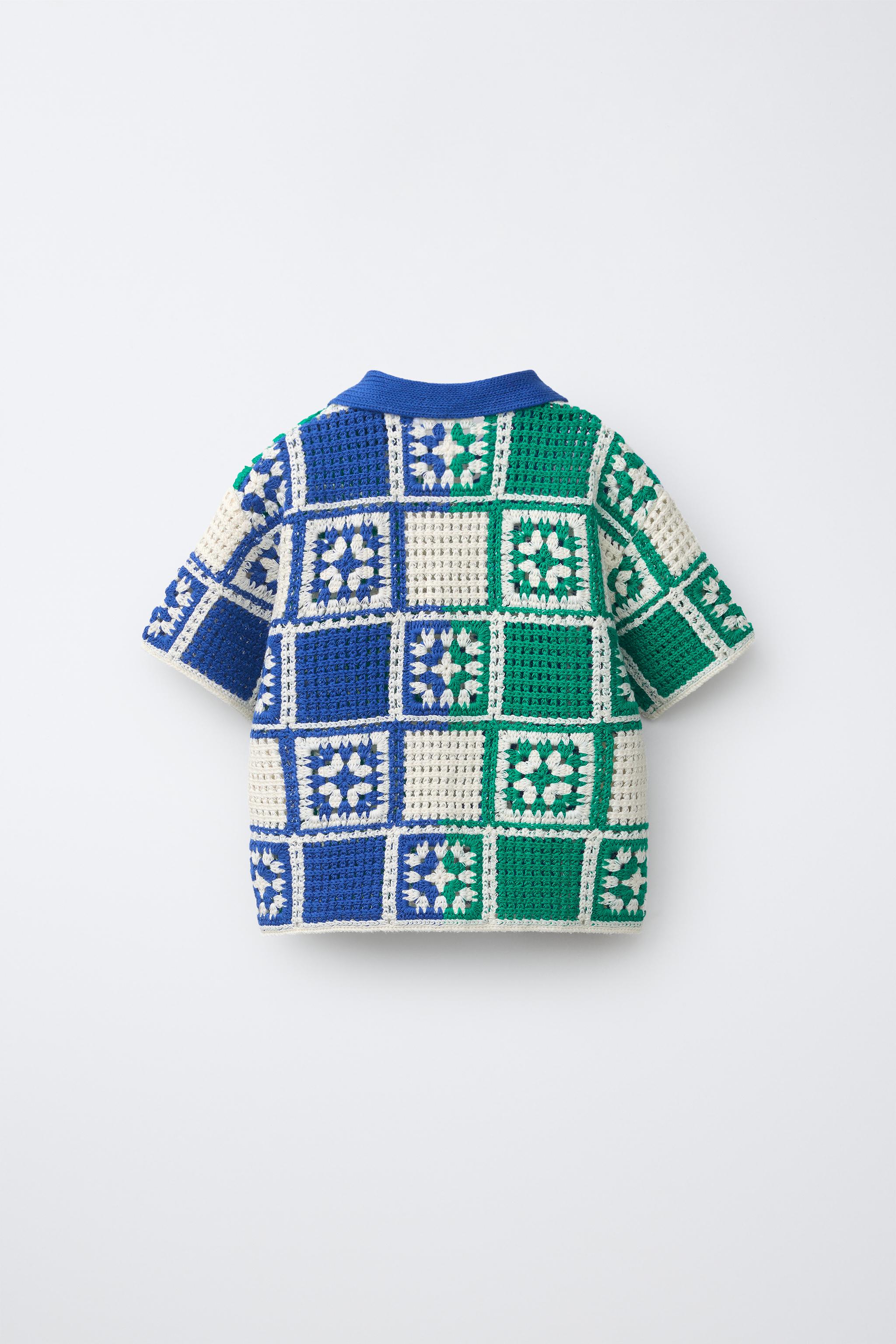 Детские рубашки Zara MOSAIC CROCHET KNIT SHIRT — фото 2