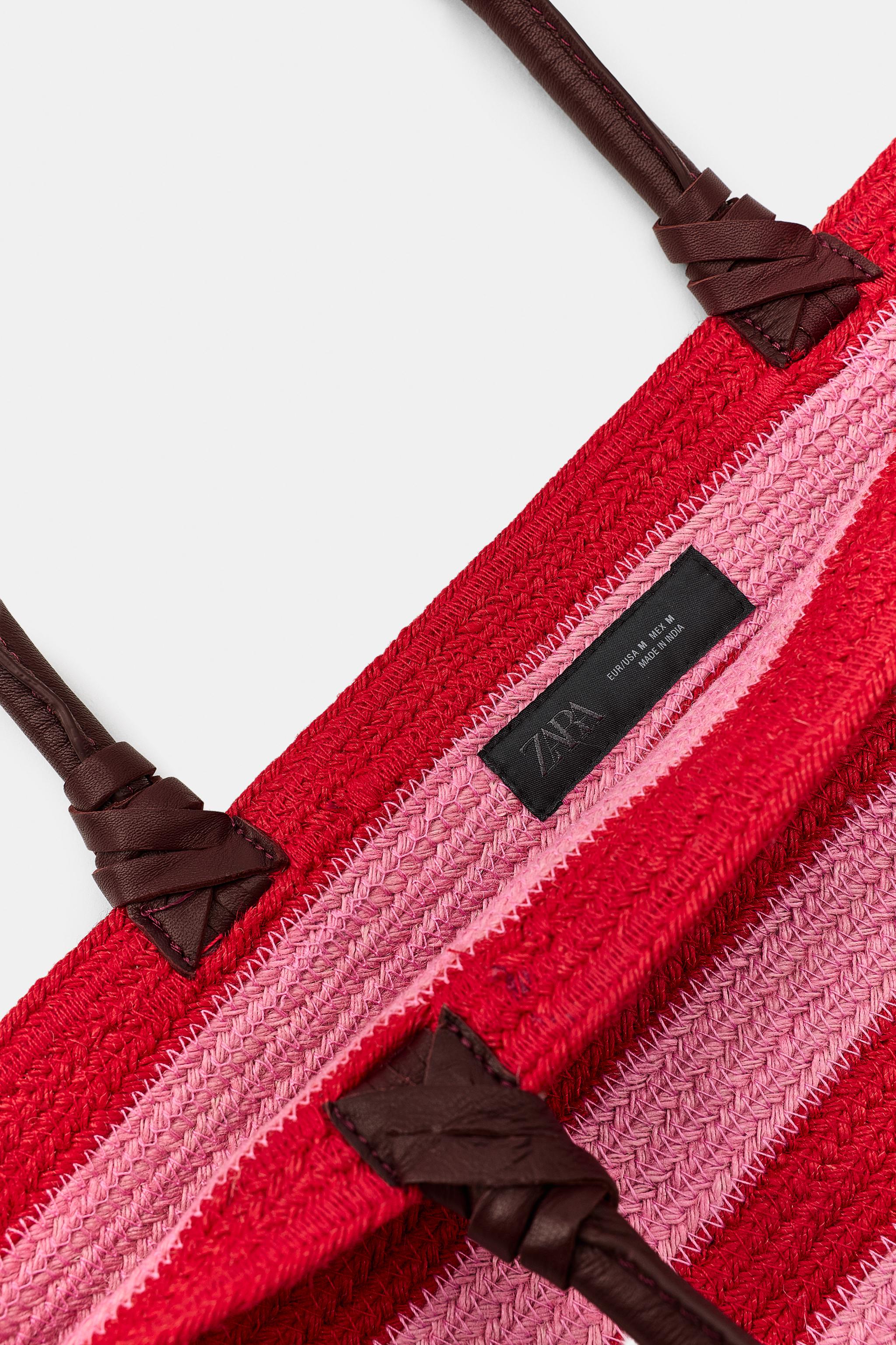 SAC EN JUTE ET CUIR À RAYURES