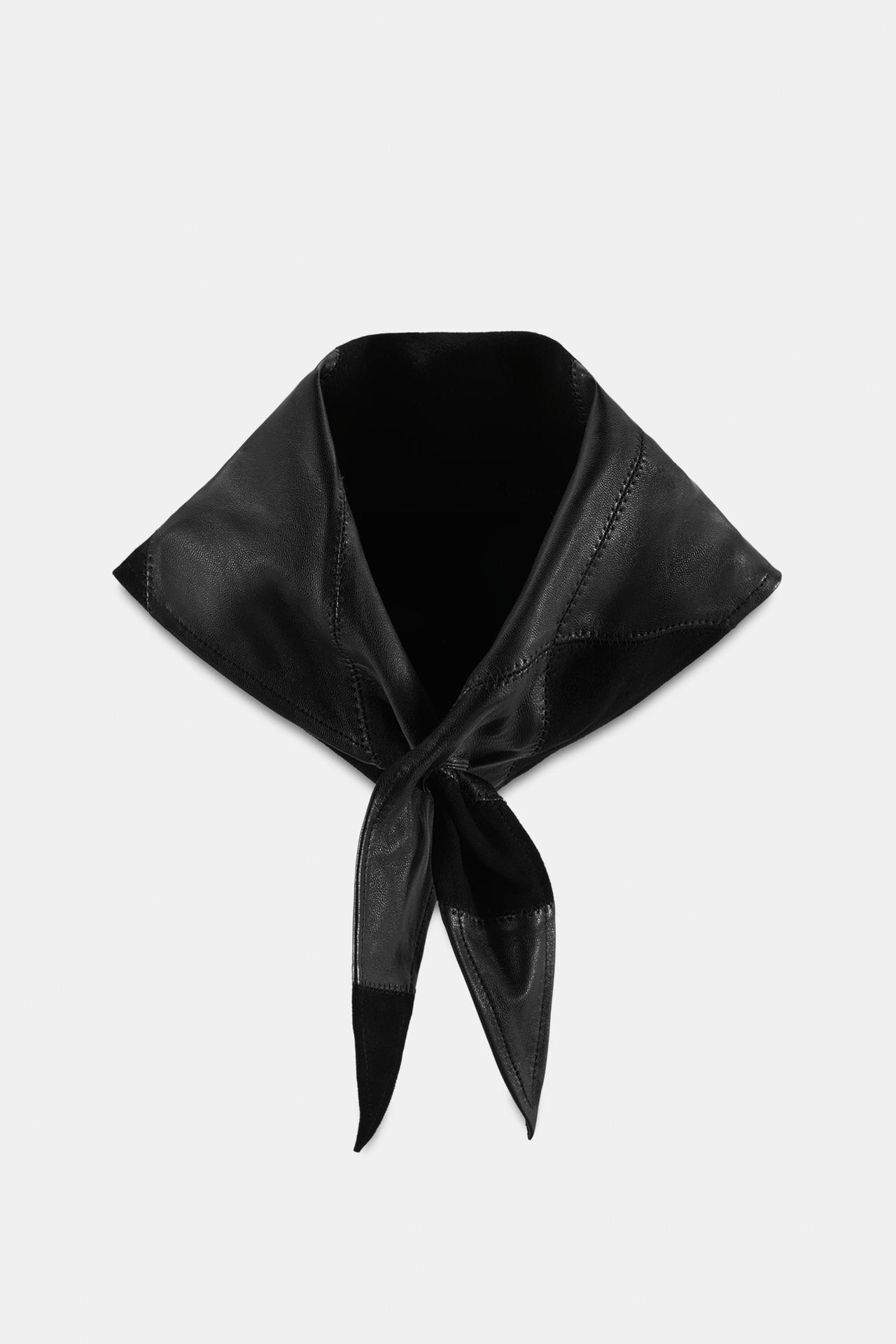 100% SUEDE LEATHER BANDANA — Black