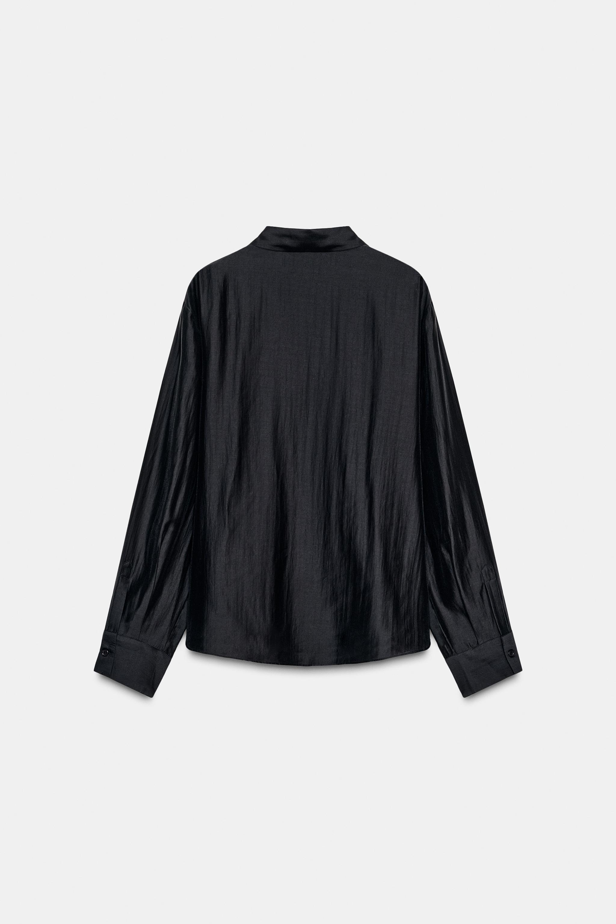 ZW COLLECTION CONTRAST EMBROIDERED SHIRT - Black | ZARA South Africa