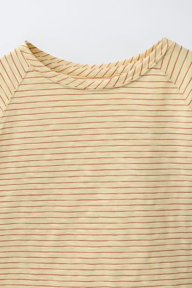 STRIPED RAGLAN SLEEVE T-SHIRT - Yellow by Zara - Image 2