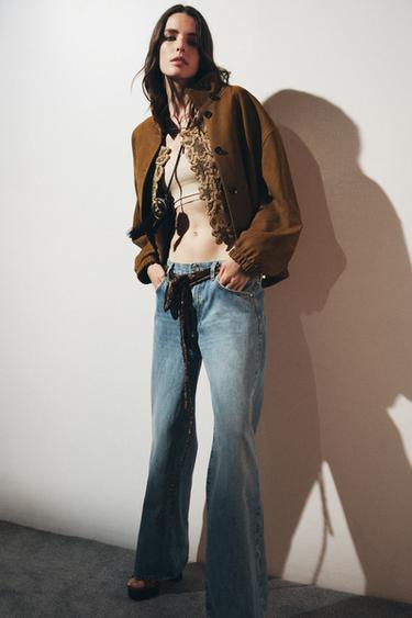 LEATHER BOMBER JACKET ZW COLLECTION LIMITED EDITION - Khaki by Zara - Image 2