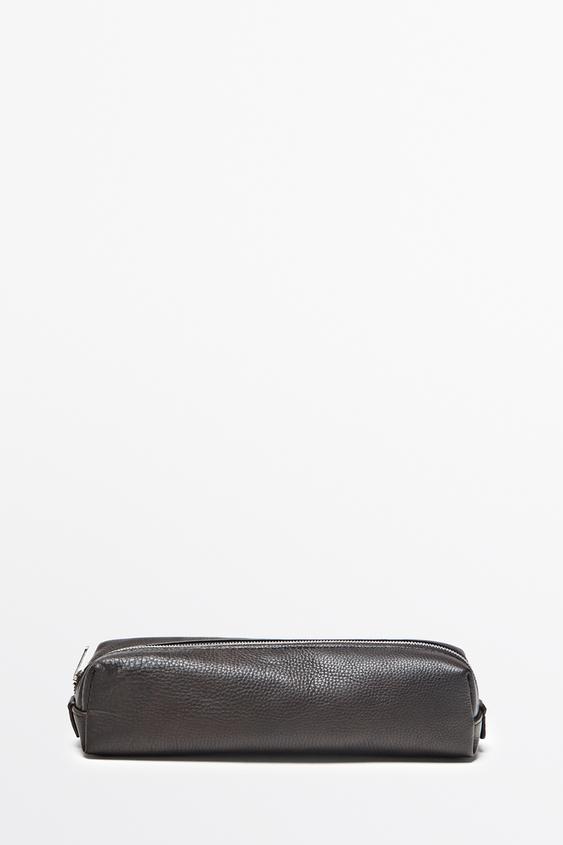 Zara Nappa leather zip pouch - Brown - Image 0