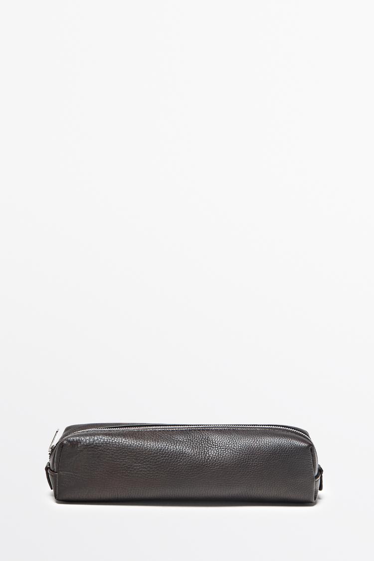 Nappa leather zip pouch — Brown