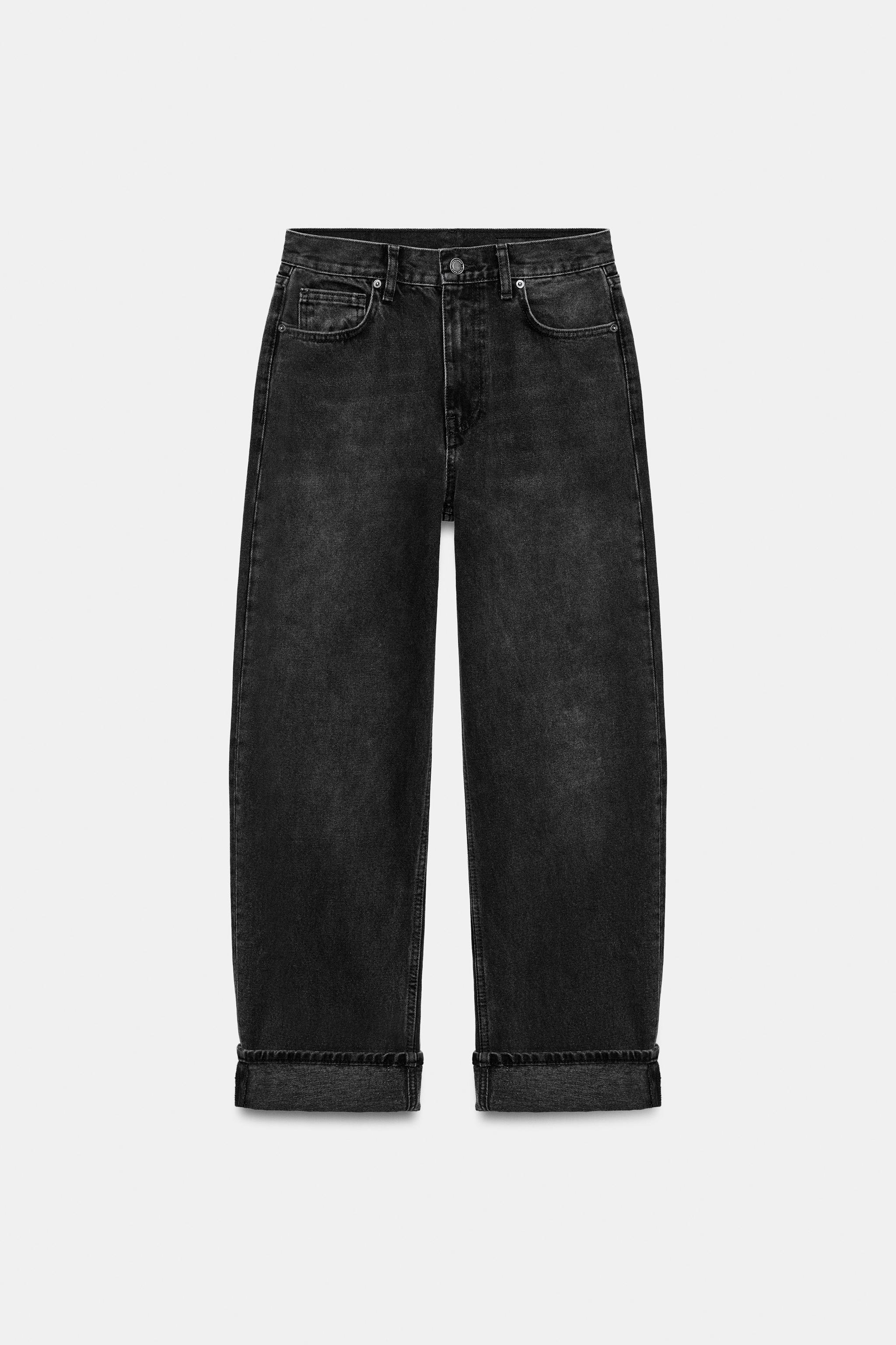 ZW COLLECTION MID-RISE BAGGY FIT JEANS — Black