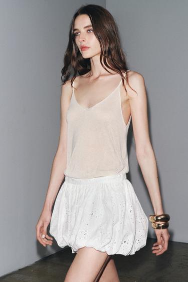 برمودا BALLOON بتطريزات ZW COLLECTION - أبيض الخاص بـ Zara - صورة 0
