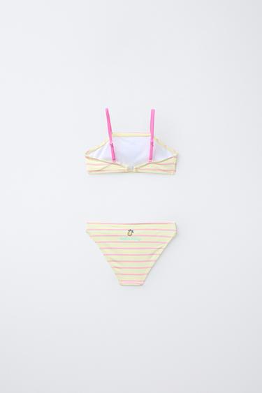 6-14 ANS/ MAILLOT DE BAIN DEUX PIÈCES À RAYURES HELLO KITTY © SANRIO - Jaune clair de Zara - Image 1