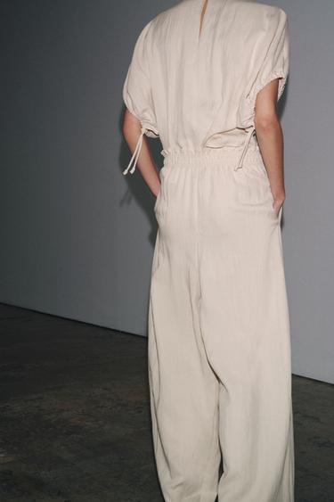 ZW COLLECTION FLOWING PYJAMA TROUSERS - Sand by Zara - Image 2
