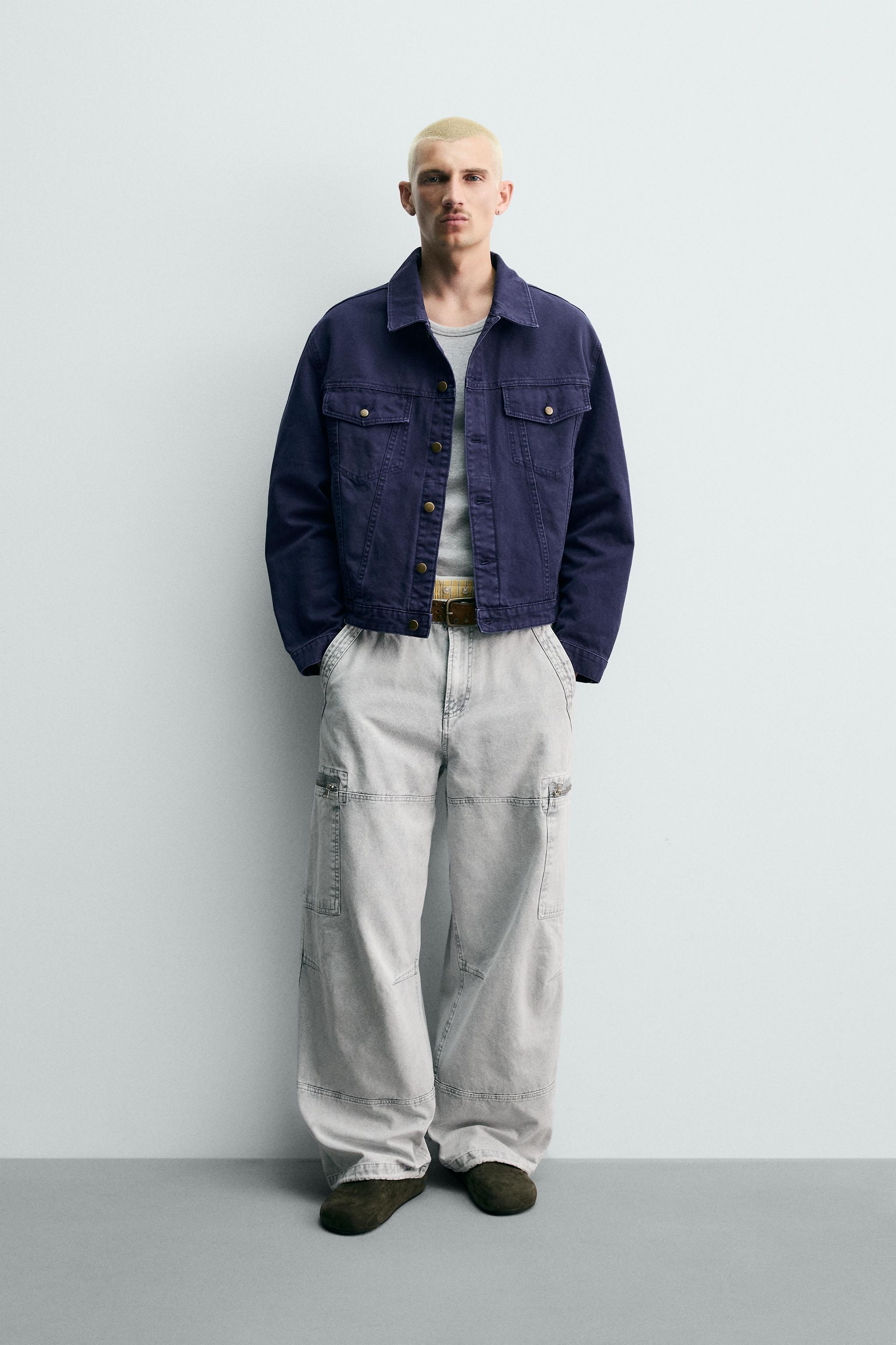 ウォッシュ加工リラックスフィットジャケット - ダイブルー | ZARA