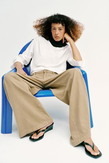 Z1975 WIDE-LEG HIGH-WAIST JEANS WITH DARTS - Sand by Zara - Image 3