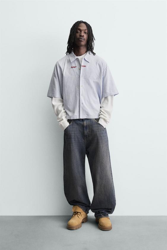 DOUBLE EFFECT SLEEVE STRIPED SHIRT