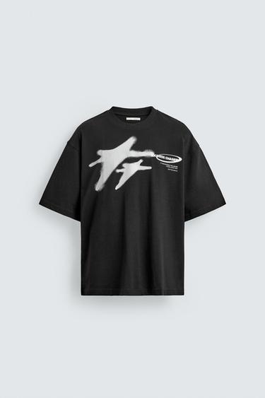CONTRAST PRINT T-SHIRT - Black by Zara