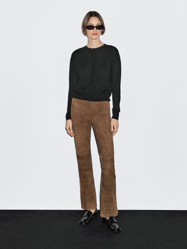Zara Wool blend knit cardigan with crew neck - Black - Image 0