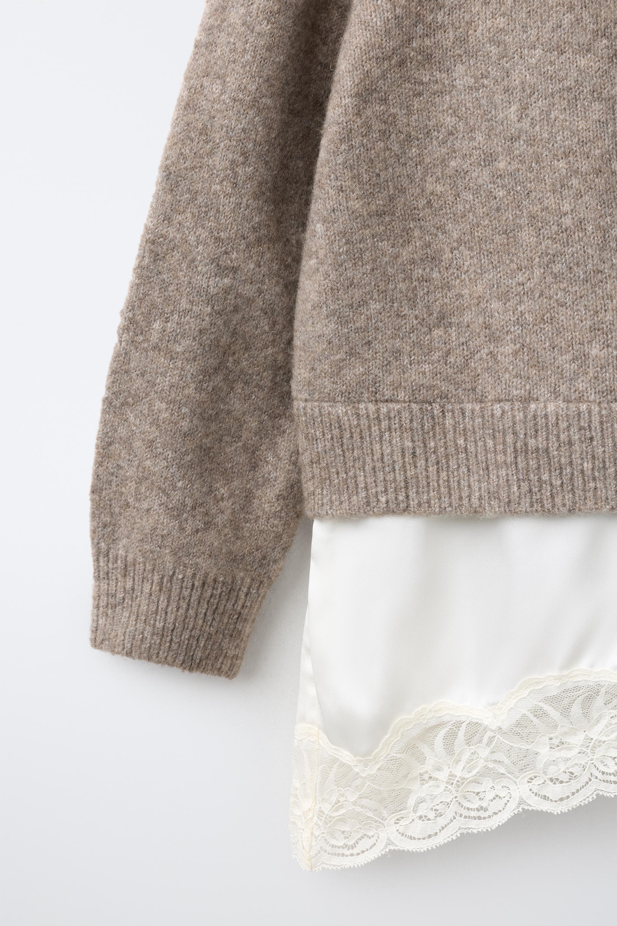 LACE-COMBINED KNIT JUMPER