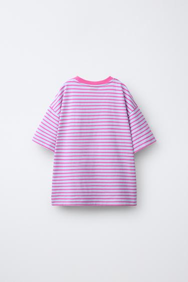 T-SHIRT RAYURES BRODÉ PENN © - Rose de Zara - Image 1