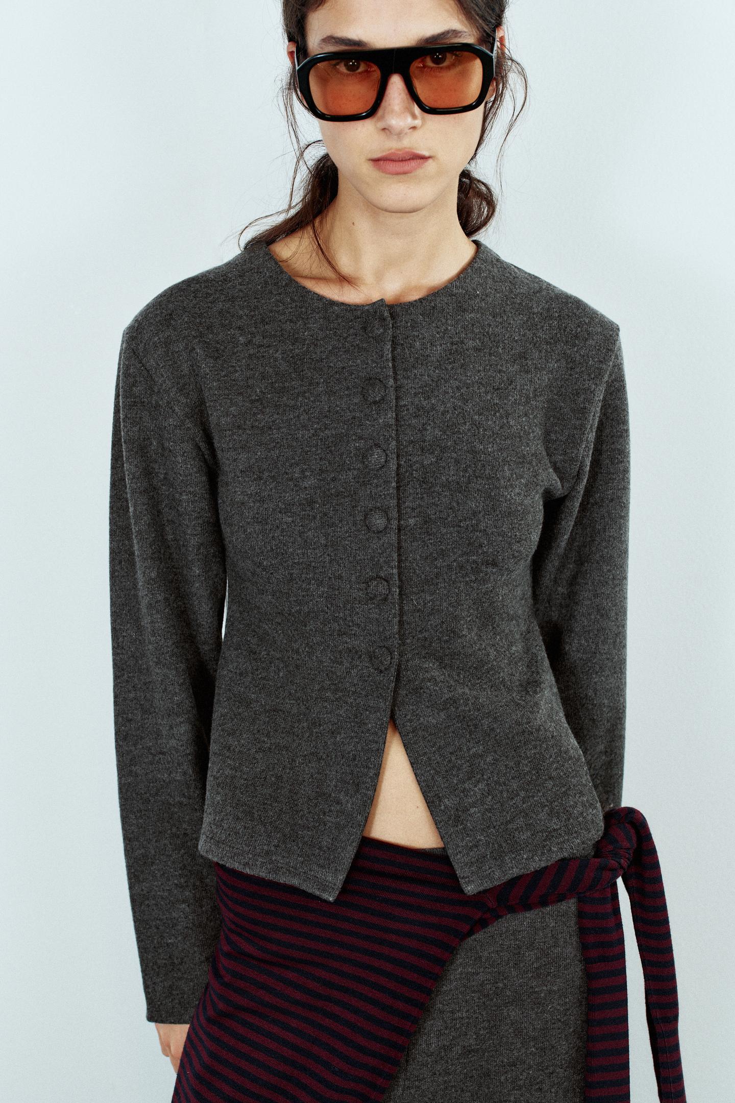 Женская куртка Zara Soft Fitted, цвет: Антрацитовый серый — фото 2