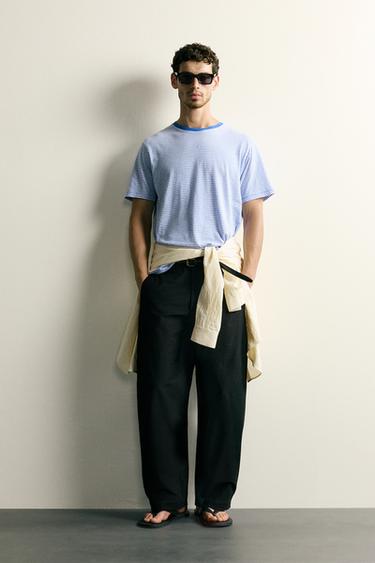 STRIPED REGULAR FIT T-SHIRT - Blue by Zara - Image 0