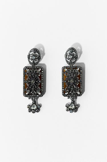Zara SPARKLY PIECE EARRINGS - Anthracite grey