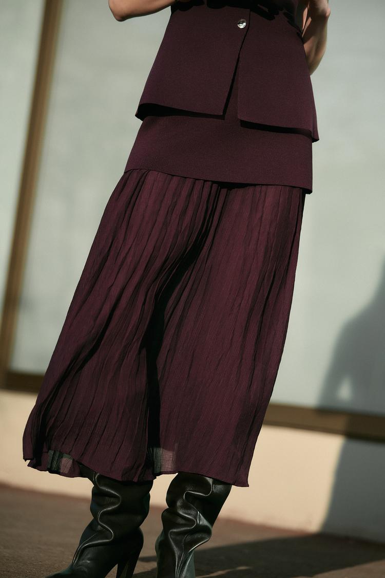 COMBINED PLEATED KNIT SKIRT