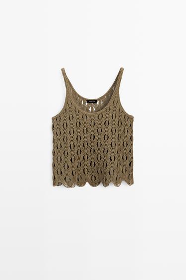 Top tirantes detalle crochet - Khaki de Zara - Imagen 0