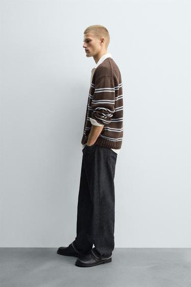 CARDIGAN JACQUARD RAYURES - Marron de Zara - Image 3