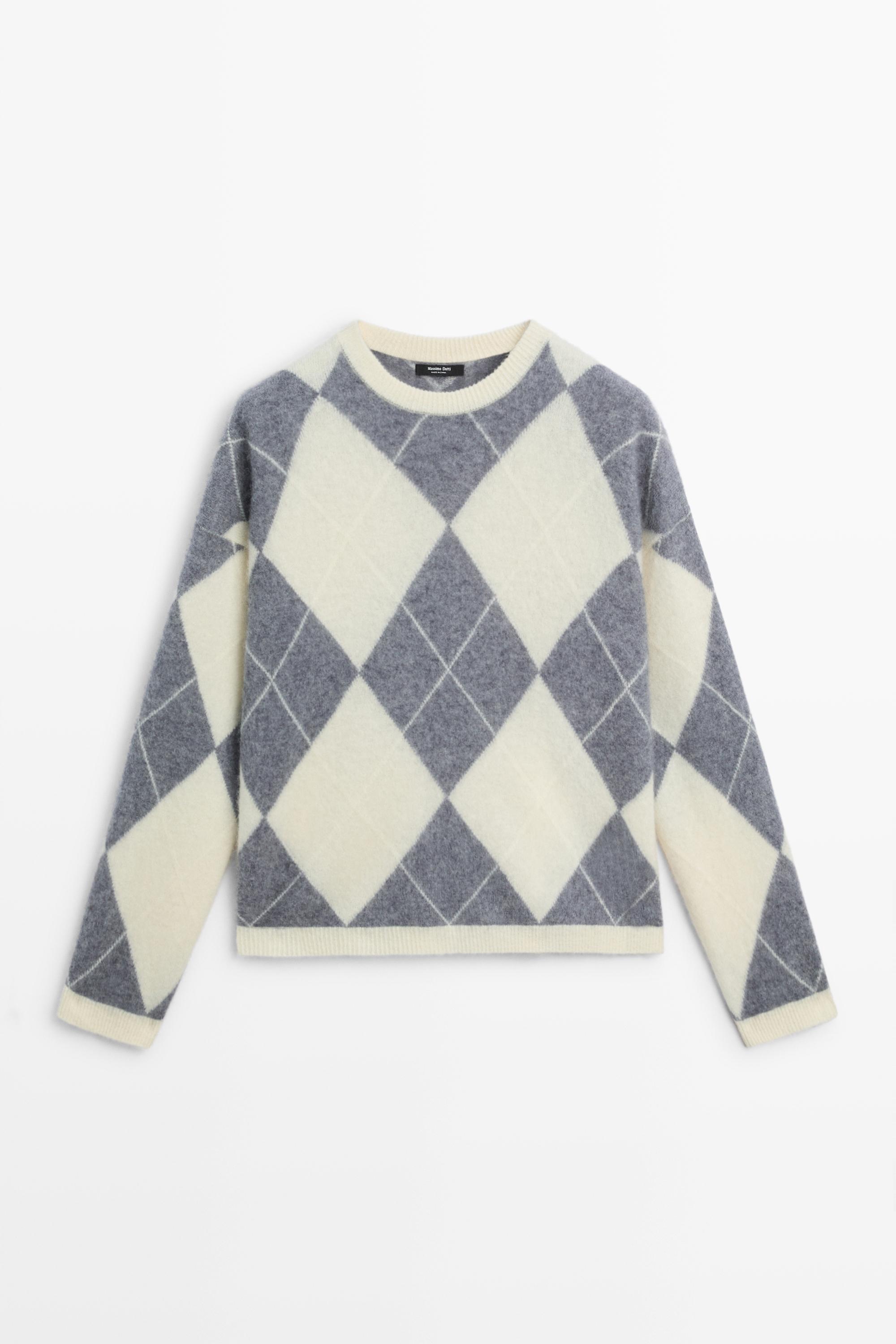 Pull en maille à losanges et mélange de laine